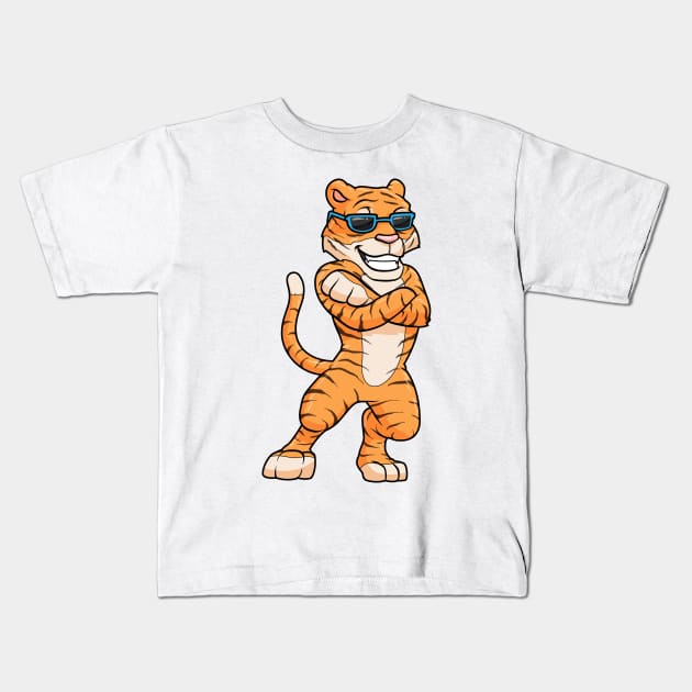 Cool tiger with sunglasses Kids T-Shirt by Markus Schnabel